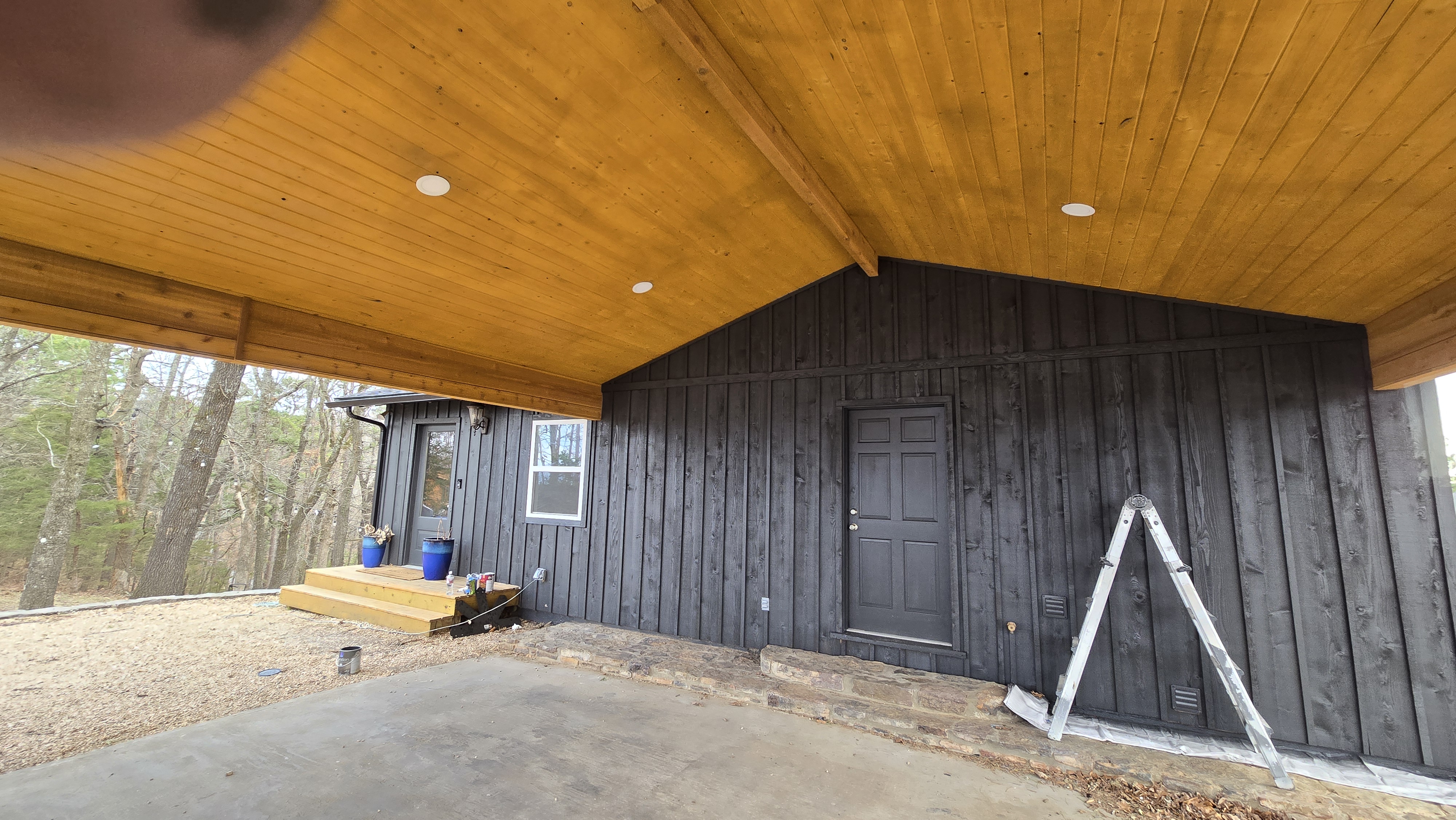 stained awning and exterior paint